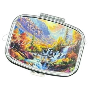Mountain Waterfall Multi-Use Mirrored Pill Box Container